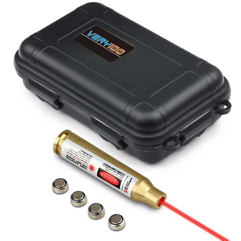 Very100 Tactical Boresighter 223 Rem Brass Red Laser Cartridge Bore Sighter Waterproof Case In