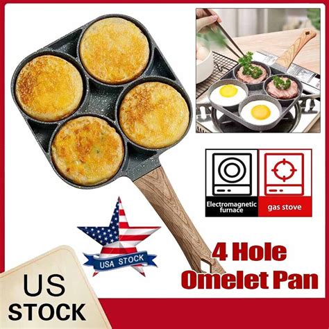 4 Holes Non Stick Eggs Pancake Frypan Frying Pan Omelette Kitchen Cookware New Ebay