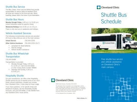 Shuttle Bus Schedule - Cleveland Clinic