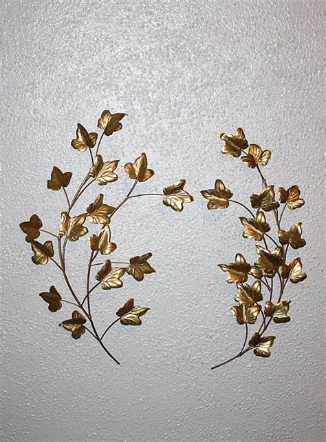 Vintage Gold Metal Leaves Wall Hanging Decor By Queenieseclectic