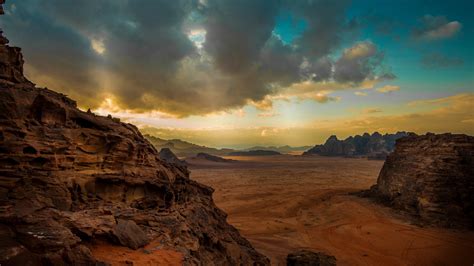 Clouds Jordan Country Desert Landscape Dunes Plants Sand