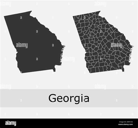 Georgia Maps Vector Outline Counties Townships Regions Municipalities Departments Borders