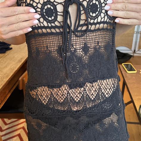 Black Crotchet Lace Beach Bikini Cover Up Bought In Depop