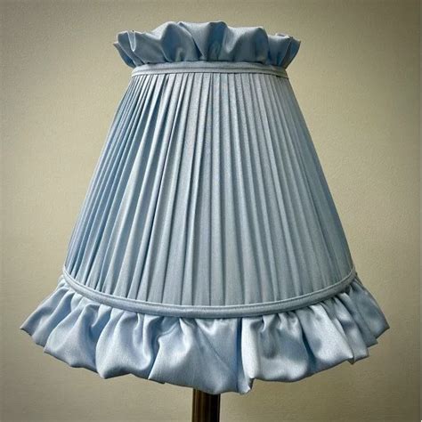 Powder Blue Ruffled Fabric Lampshade