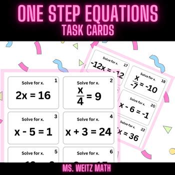 One Step Equations Task Cards By Make Math Motivating TPT