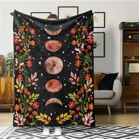 Amazon Lifeel Moonlit Garden Throw Blanket Moon Phase Surrounded