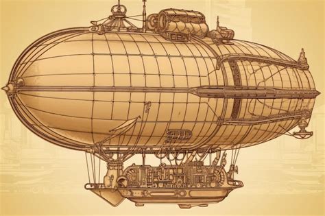 Premium AI Image | Fantastic steampunk airship Figure isolated on beige ...