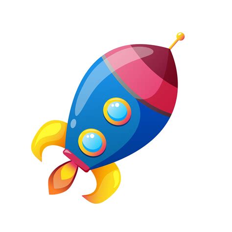 Cartoon rocket spaceship isolated vector illustration. Cute rocket for ...