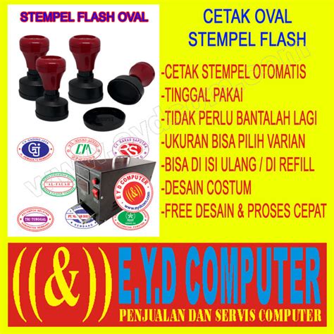 Cetak Stempel Flash Oval Free Desain Costum Cap Setempel Otomatis Print