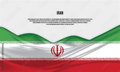 Iran flag design. Waving Iranian flag made of satin or silk fabric ...