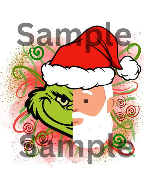 Grinch Santa Combined Png Digital Download, Great Grinchy Image, Santa ...