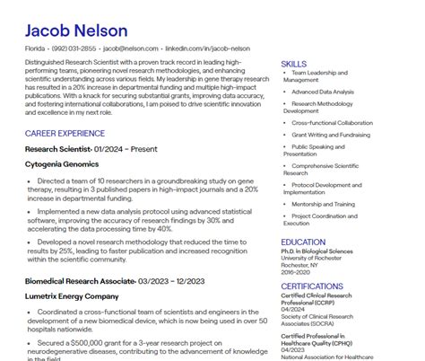 Research Scientist Cv Examples Free Templates