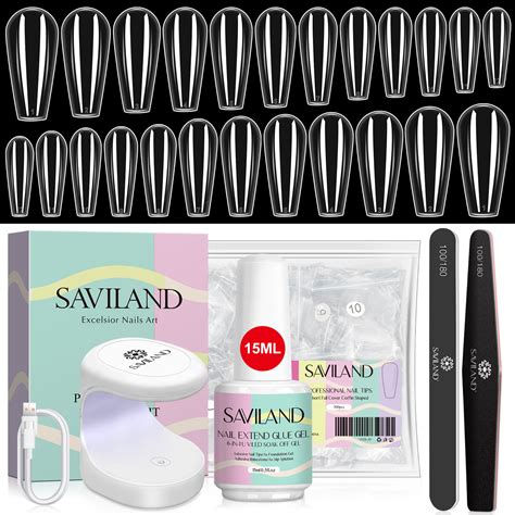 Buy Saviland Nail Tip And Glue Gel Kit Gel X Nail Kit With 500pcs