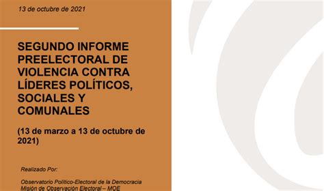 Segundo informe preelectoral de violencia contra líderes políticos