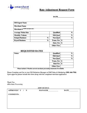 Fillable Online Emp Rate Request Form Emerchantprocessingcom Fax