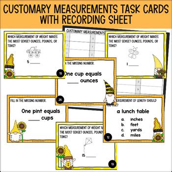 Fall Customary Measurement Task Cards Autumn Practice Review Math