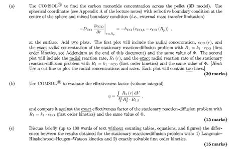 Solved A Use Comsol To Find The Carbon Monoxide Chegg