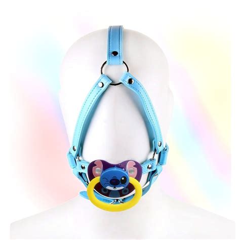 Adult Pacifier Gag Head Harness Stitch Blue Locking Abdl Dummy Gag Ddlg Paddedpawzuk