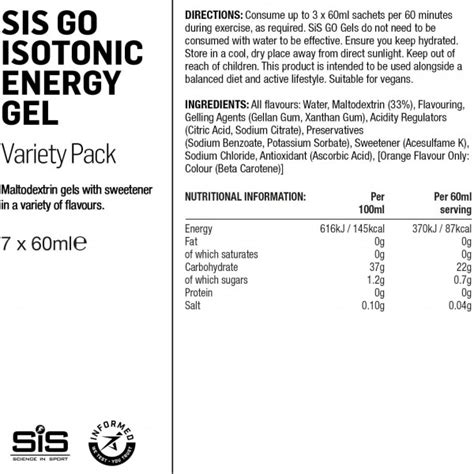 SIS Go Isotonic Energy Gels 60ml X 7 Mixed Flavors Fuel Your