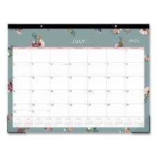 Blue Sky Greta Academic Year Desk Pad Calendar Floral Artwork 22 X 17