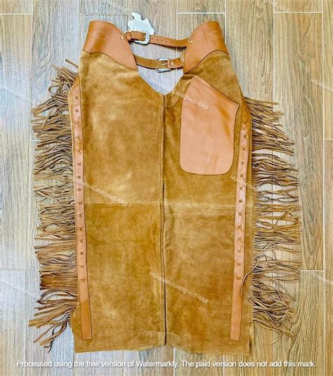 Handmade Cowgirl Chap Buck Skin Suede Leather Pant Rodeo Chap Western