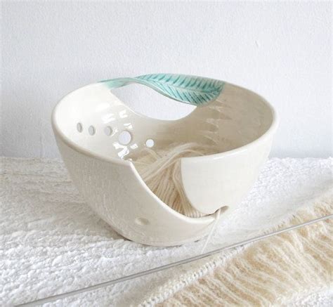 Blueroompottery Yarn Bowl Knitting Bowl Crochet Bowl White Etsy