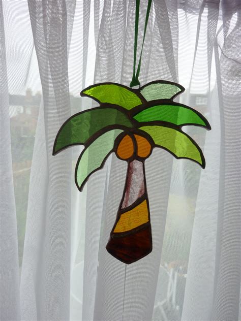 Stained Glass Palm Tree Suncatcherpalm Tree Etsy