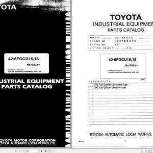 Toyota Forklift Fg Fg Fg Parts Catalog