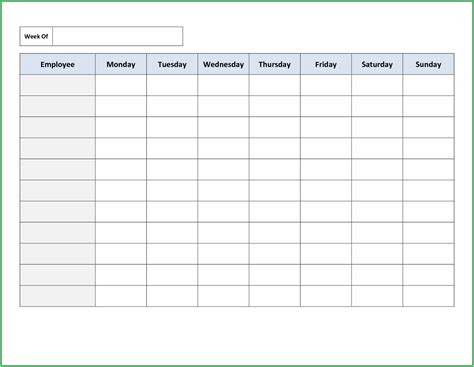 Printable Employee Schedule Template - Template 2 : Resume Examples ...