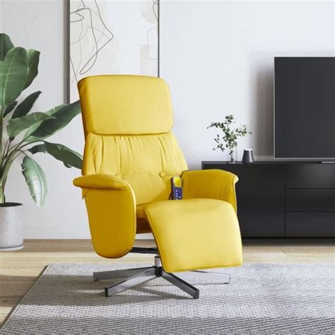 Drfeify Fauteuil Inclinable De Massage Repose Pieds Jaune Clair Tissu