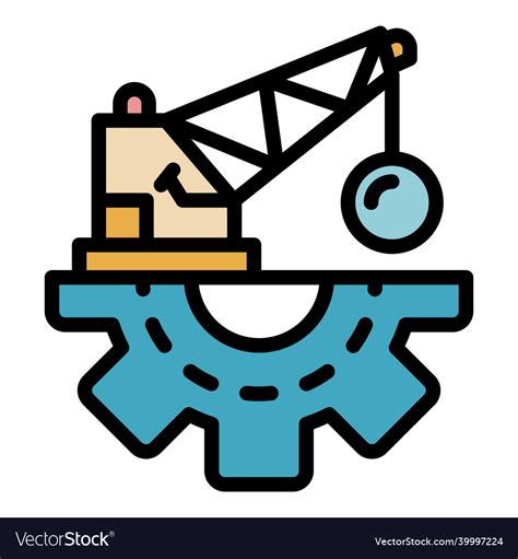 Demolition Crane Icon Color Outline Royalty Free Vector