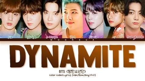 Bts Dynamite Lyrics Color Coded Lyrics English Youtube