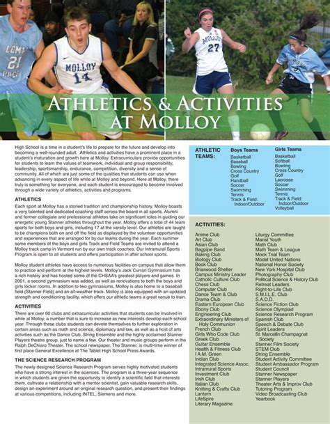 Athletics Activities At Molloy Pdf