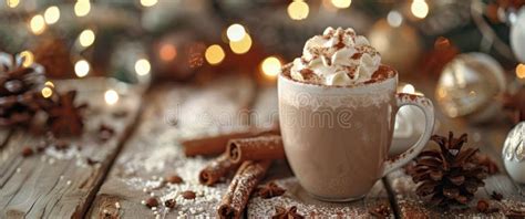 A Cup Of Hot Chocolate With Whipped Cream Stock Photo Image Of Tasty