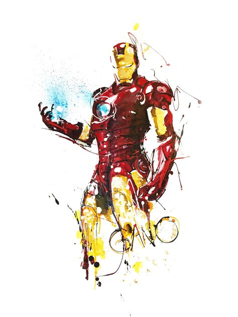 Iron Man Watercolor Painting Avengers Superhero Print Iron Man Etsy