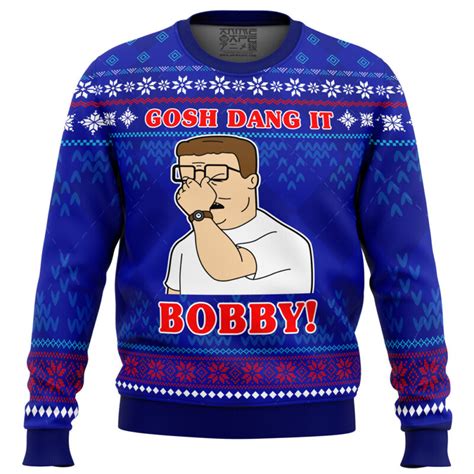 Gosh Dang It Bobby King Of The Hill Ugly Christmas Sweater Anime Ape