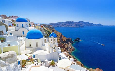 Download Landscape Photo Of Santorini, Greece Wallpaper | Wallpapers.com