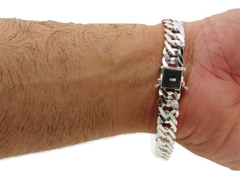 Pulseira Masculina Grumet Dupla Grossa 8mm De Prata Maciça 925 Fecho