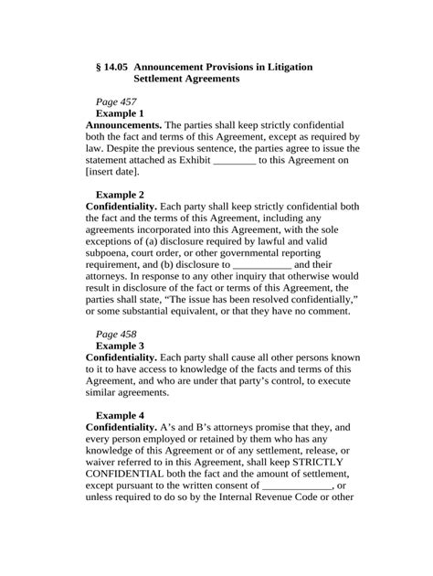 Announcement Provisions In Litigation Settlement Agreements Dochub