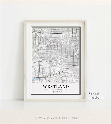 Westland Michigan Map Westland MI Map Westland City Map - Etsy