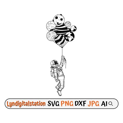 Astronaut With Ballon Svg Flying Astronaut Clipart Planet Balloons Cut