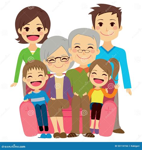 Famiglia allargata felice illustrazione vettoriale. Illustrazione di ...