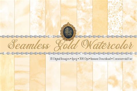 Seamless Gold Watercolor Digital Papers By Artinsider Thehungryjpeg