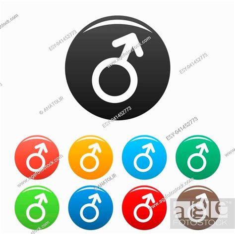 Male Gender Symbol Icons Set Simple Illustration Of Male Gender Symbol