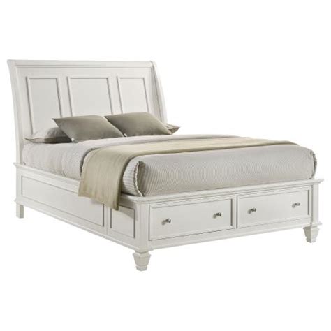 Sandy Beach Eastern King Storage Sleigh Bed Cream White Co