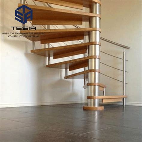 Factory Customize Steel Wholesale Metal Glass Led Stair Wooden Spiral