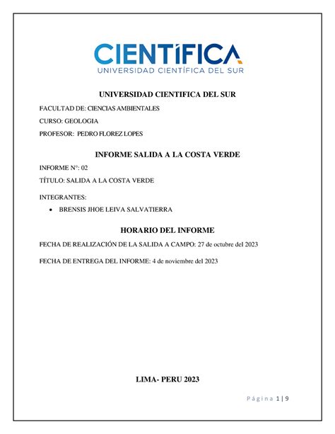 Geologia Tutorial UNIVERSIDAD CIENTIFICA DEL SUR FACULTAD DE