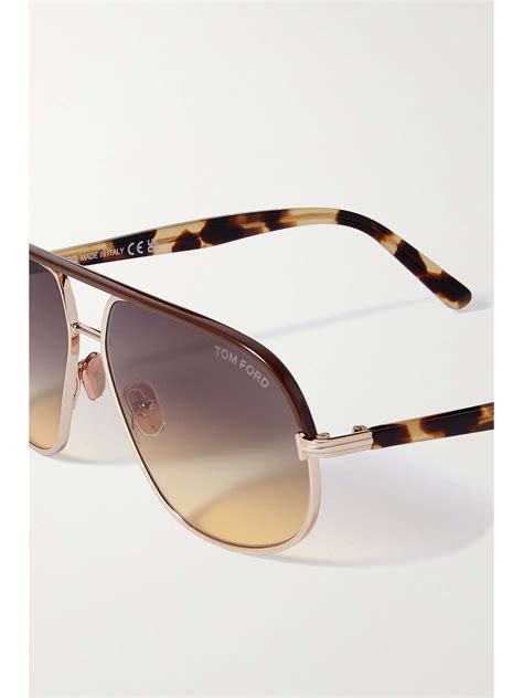 Tom Ford Eyewear Maxwell Aviator Style Gold Tone And Tortoiseshell