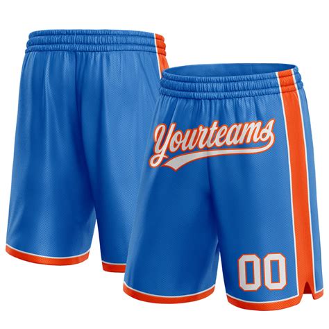 Custom Blue Basketball Shorts White-Orange Authentic - FansIdea