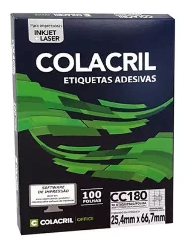 2 Etiquetas Adesiva 6180 Colacril 3000 Unidades C 100 Folhas Frete grátis